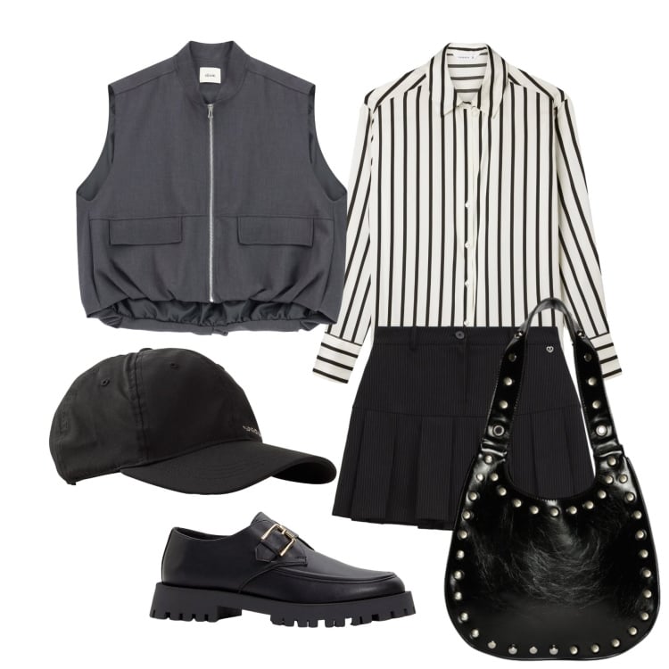 Outfit donna - Marzo. Stile Preppy per Tutti i giorni. Abbinamento con mocassini, cappelli con visiera, camicie, borse a spalla, blazer, minigonne.