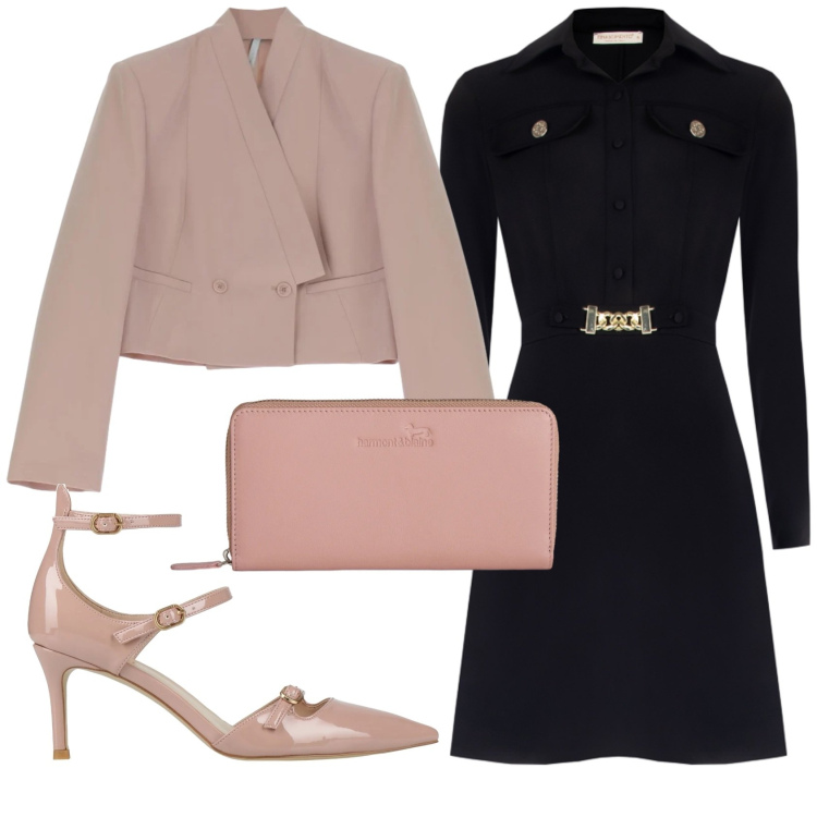 Outfit donna - Total look #2355522. Stile Chic per Cerimonia. Abbinamento con décolleté, portafogli, blazer, vestiti a tubino.