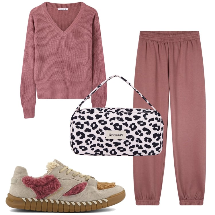 Outfit donna - Total look #2355784. Stile Casual per Tutti i giorni. Abbinamento con pantaloni, maglieria, borse a spalla, sneakers.