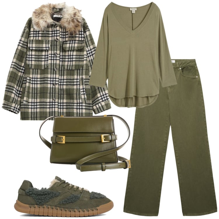 Outfit donna - Total look #2355795. Stile Casual per Tutti i giorni. Abbinamento con borse a tracolla, bluse, jeans, cappotti, sneakers.