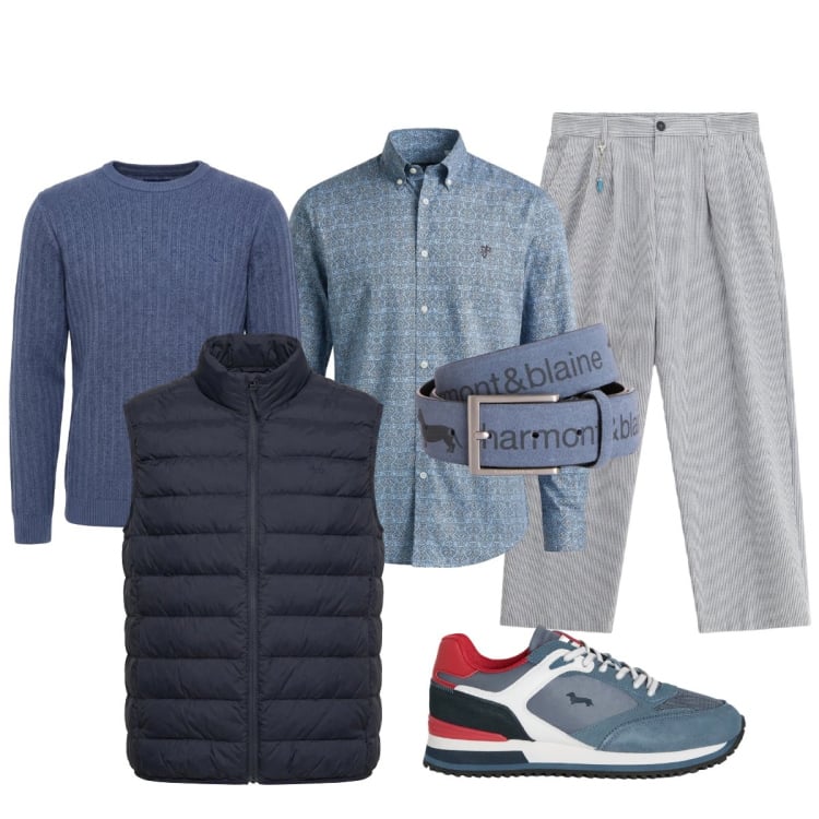 Outfit uomo - Total look #2355844. Stile Trendy per Tutti i giorni. Abbinamento con sneakers, cinture, piumini, camicie, pullovers, pantaloni.