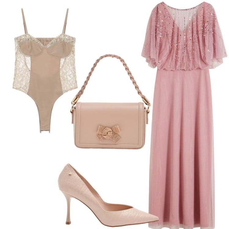 Outfit donna - Madre della sposa. Stile Chic per Cerimonia. Abbinamento con vestiti lunghi, décolleté, pochette, body.