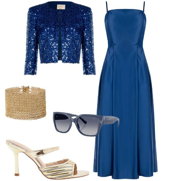 Outfit donna - Rinascimento - Un nuovo capitolo. Stile Vintage retrò per Cerimonia. Abbinamento con vestiti midi/longuette, sabot, bolero, occhiali da sole, braccialetti.