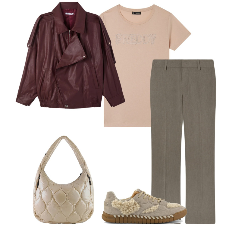Outfit donna - Total look #2355872. Stile Casual per Tutti i giorni. Abbinamento con pantaloni, giacche, t-shirt, borse tote, sneakers.