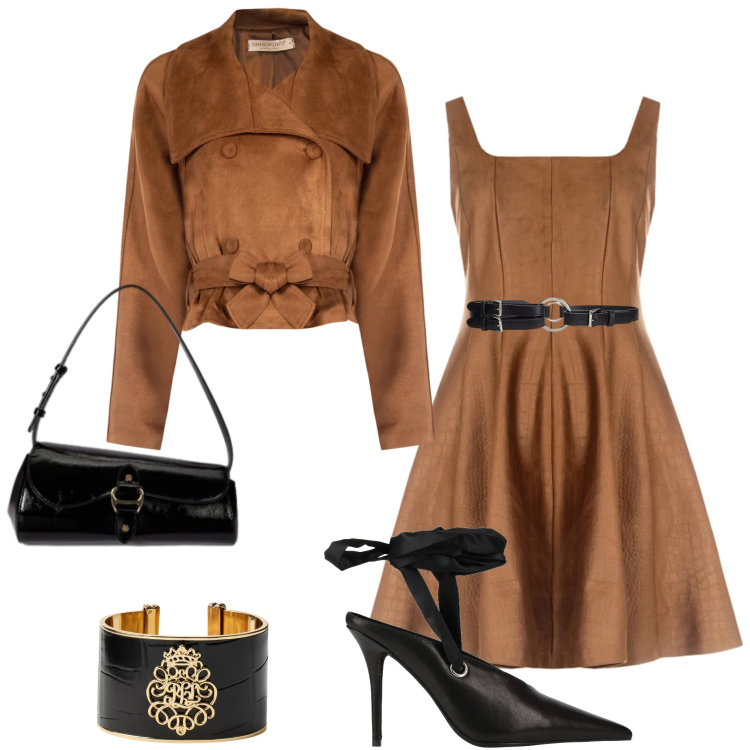 Outfit donna - Rinascimento un nuovo capitolo. Stile Chic per Cerimonia. Abbinamento con décolleté, giacche, vestiti corti, braccialetti, cinture, borse a spalla.