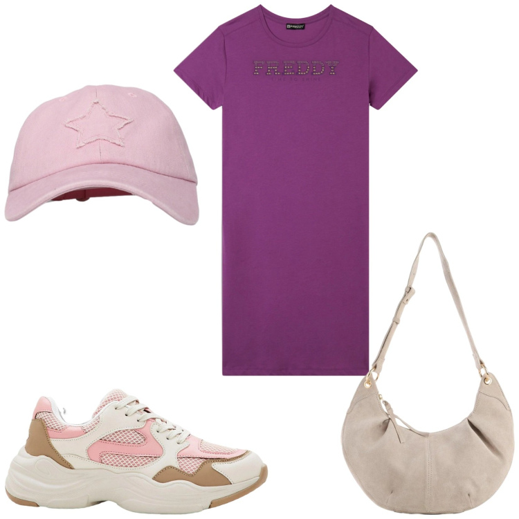 Outfit donna - Total look #2355910. Stile Sporty chic per Tutti i giorni. Abbinamento con borse a tracolla, sneakers, cappelli con visiera, vestiti.