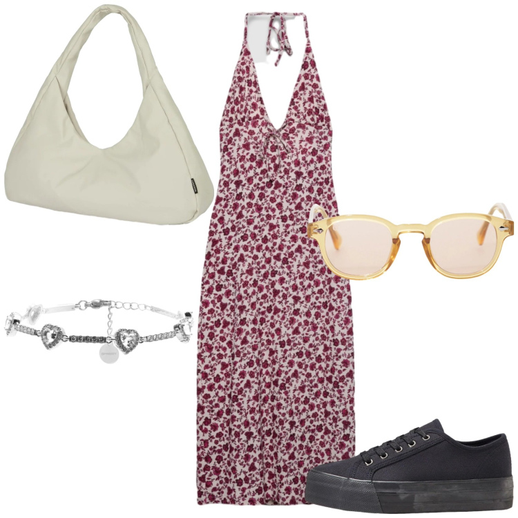 Outfit donna - Total look #2355915. Stile Chic per Tutti i giorni. Abbinamento con sneakers, vestiti lunghi, occhiali da sole, braccialetti, borse a spalla.