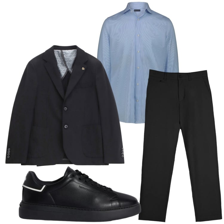Outfit uomo - Total look #2355963. Stile Trendy per Ufficio. Abbinamento con sneakers, giacche, pantaloni chino, camicie.
