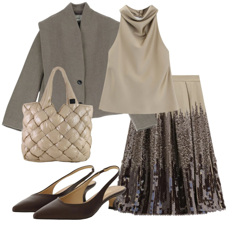 Outfit donna - Total look #2355979. Stile Bon Ton per Ufficio. Abbinamento con top, blazer, décolleté, gonne longuette, borse tote.