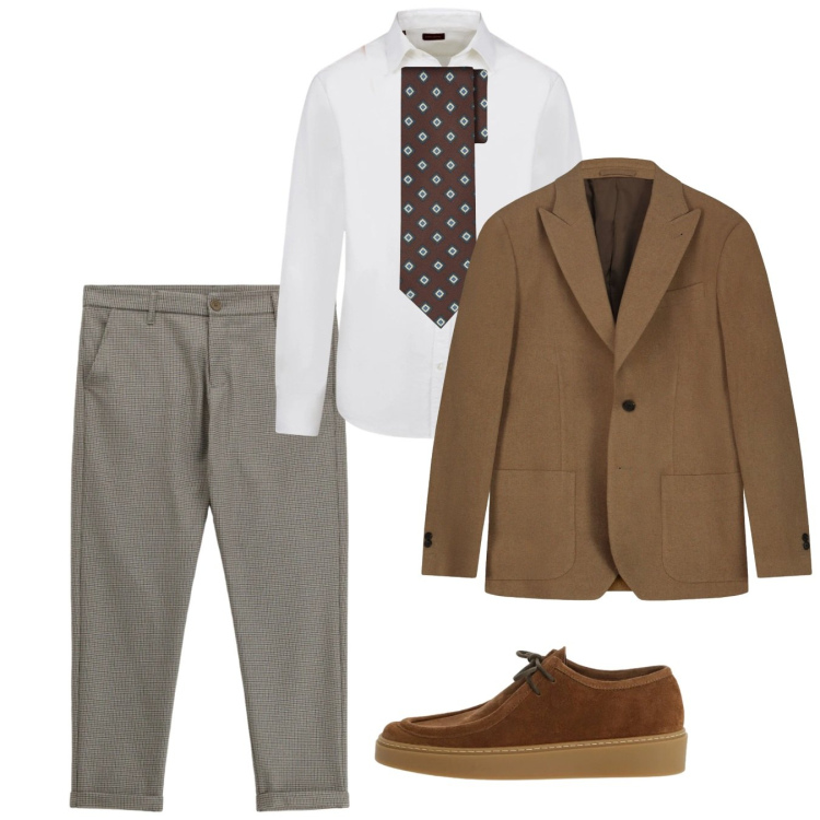 Outfit uomo - Figurino. Stile Business/Elegante per Ufficio. Abbinamento con pantaloni, scarpe stringate, camicie, cravatte, giacche.