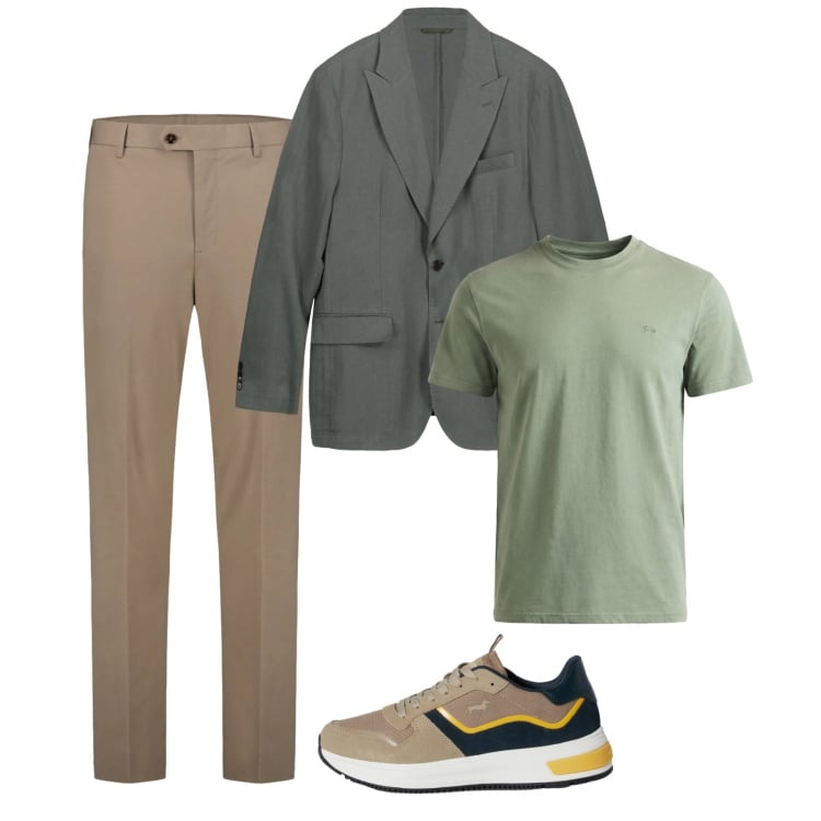 Outfit uomo - Primavera. Stile Casual per Tutti i giorni. Abbinamento con sneakers, t-shirt, giacche, pantaloni.