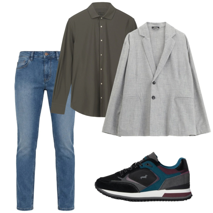 Outfit uomo - Primavera. Stile Casual per Tutti i giorni. Abbinamento con jeans, sneakers, giacche, camicie.