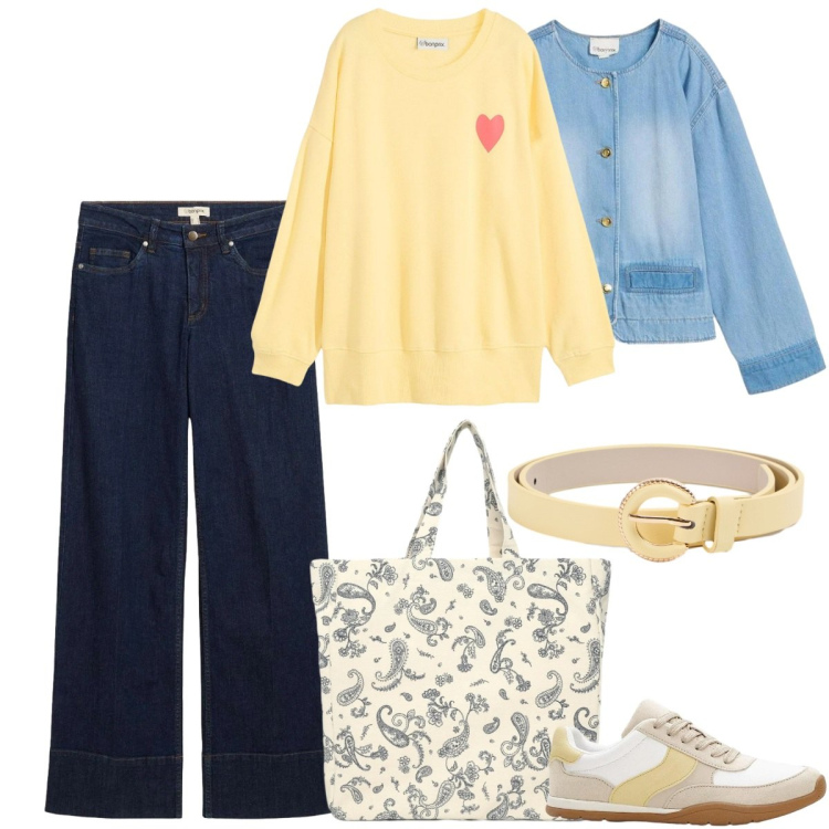 Outfit donna - Total look #2356073. Stile Romantica per Tutti i giorni. Abbinamento con jeans, felpe, sneakers, blazer, shopping bag, cinture.