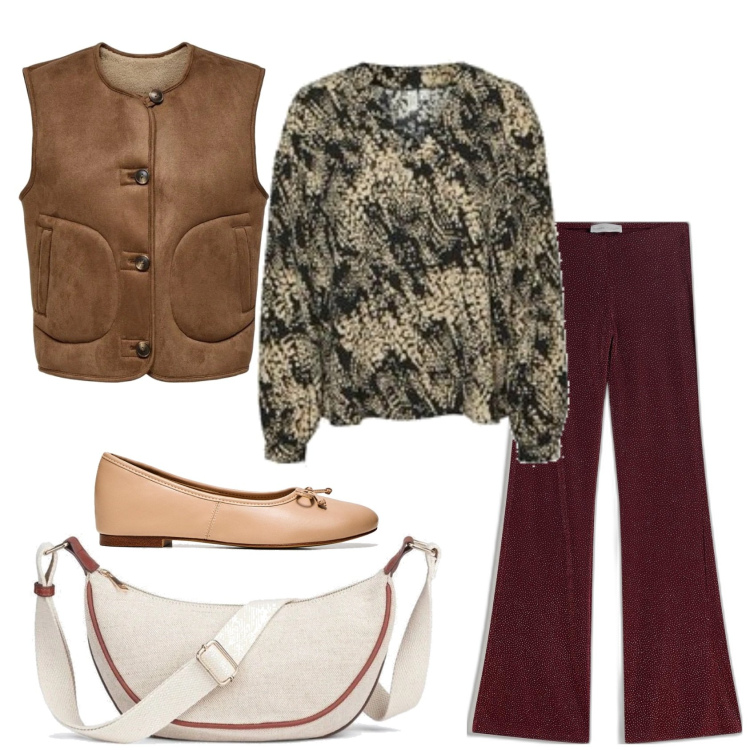 Outfit mujer - Bohemian. Estilo Boho para Todos los días. Combinación con blusas, riñoneras, chalecos, pantalones, bailarinas.