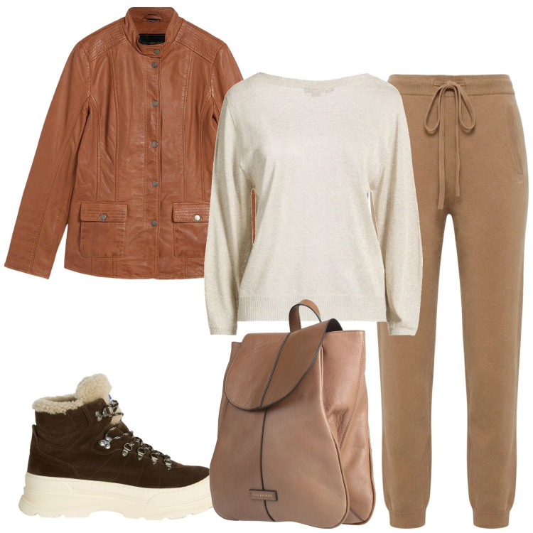 Outfit donna - Total look #2356125. Stile Casual per Tutti i giorni. Abbinamento con pullovers, zaini, blazer, stivaletti, pantaloni.