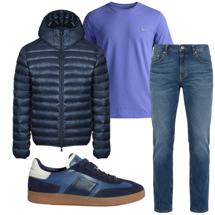 Outfit uomo - Total look #2356147. Stile Casual per Tutti i giorni. Abbinamento con sneakers, jeans, t-shirt, bomber.