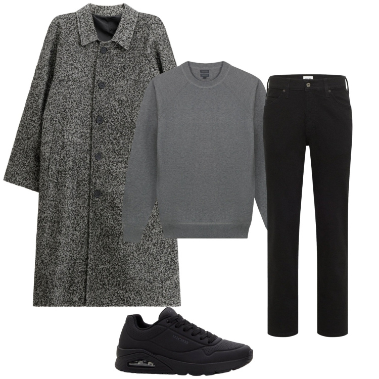 Outfit uomo - Total look #2356151. Stile Trendy per Tutti i giorni. Abbinamento con sneakers, jeans dritti, cappotti, maglieria.