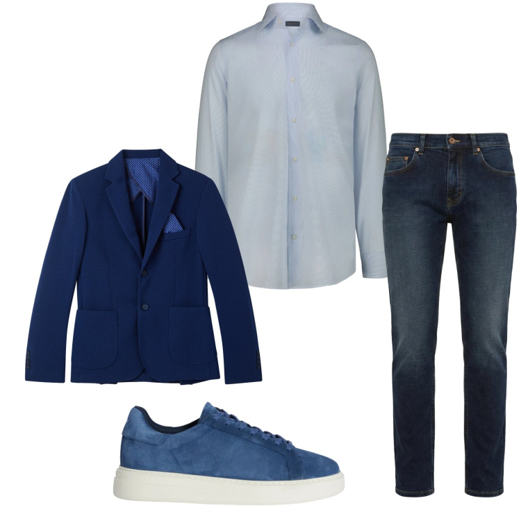 Outfit uomo - Total look #2356152. Stile Trendy per Serata speciale. Abbinamento con jeans, sneakers, giacche, camicie.