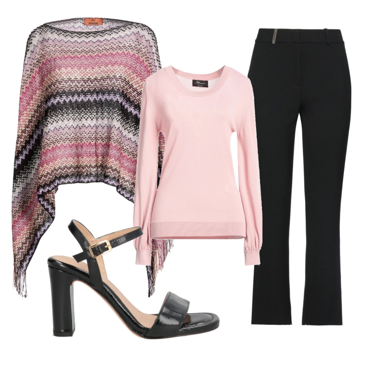 Outfit donna - Total look #2356157. Stile Romantica per Tutti i giorni. Abbinamento con cappotti, pullovers, pantaloni, sandali in pelle.