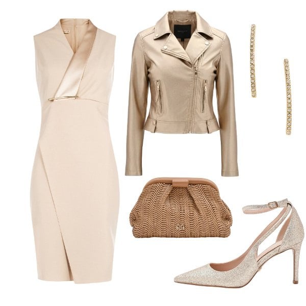 Outfit donna - Total look #2356184. per Cerimonia. Abbinamento con vestiti asimmetrici, giacche, décolleté, pochette, orecchini.