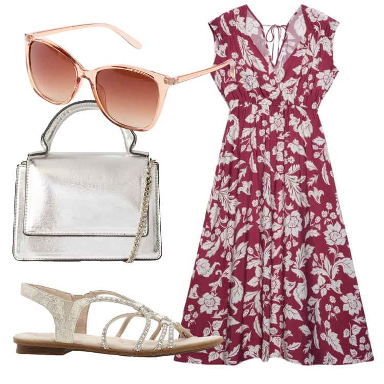 Outfit donna - Total look #2356185. Stile Romantica per Tutti i giorni. Abbinamento con sandali, occhiali da sole, borse a tracolla, vestiti midi/longuette.