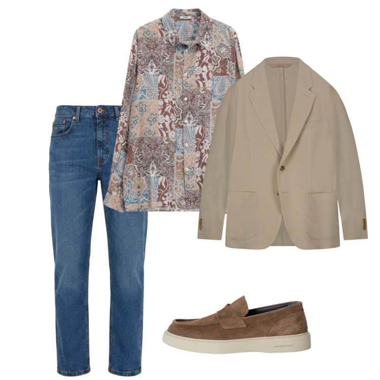 Outfit uomo - Primavera. Stile Casual per Tutti i giorni. Abbinamento con scarpe stringate, jeans, camicie, giacche.