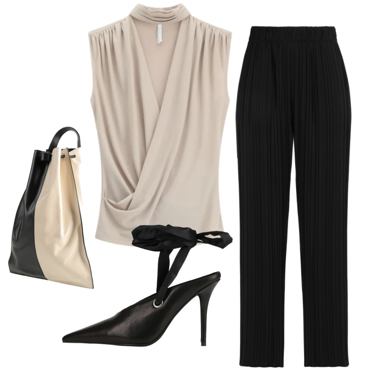 Outfit donna - Total look #2356214. Stile Chic per Serata fuori. Abbinamento con pantaloni, décolleté, zaini, top.