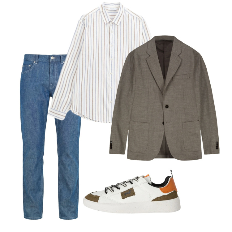 Outfit uomo - Primavera. Stile Casual per Tutti i giorni. Abbinamento con sneakers, jeans, camicie, giacche.
