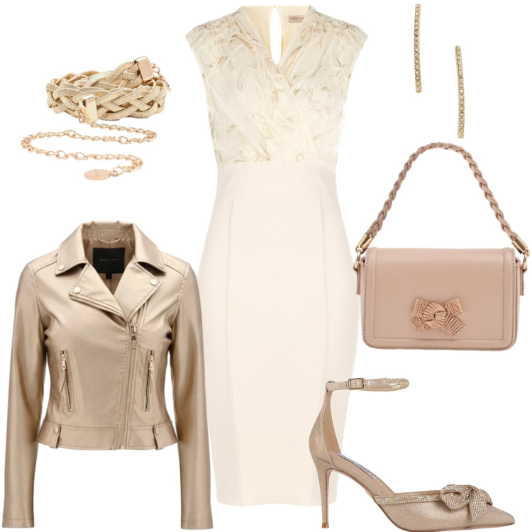 Outfit donna - Rinascimento: new style. Stile Chic per Cerimonia. Abbinamento con décolleté, vestiti midi/longuette, giacche, cinture, pochette, orecchini.