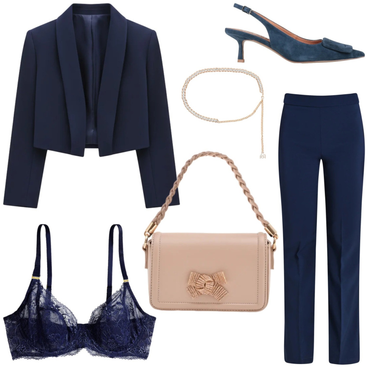 Outfit donna - Cerimonia. Stile Chic per Cerimonia. Abbinamento con décolleté, pantaloni, bolero, cinture, pochette, reggiseni.