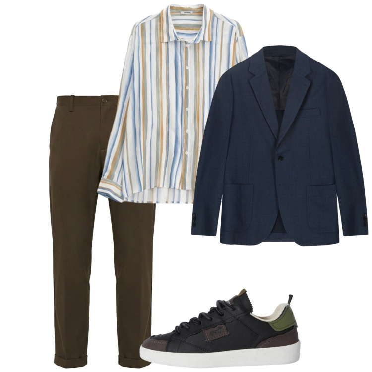 Outfit uomo - Primavera. Stile Casual per Tutti i giorni. Abbinamento con sneakers, pantaloni chino, camicie, giacche.