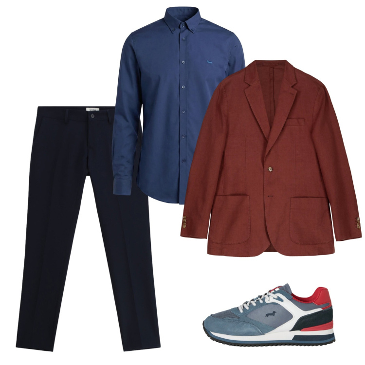 Outfit uomo - Marzo. Stile Casual per Tutti i giorni. Abbinamento con sneakers, camicie, pantaloni, giacche.