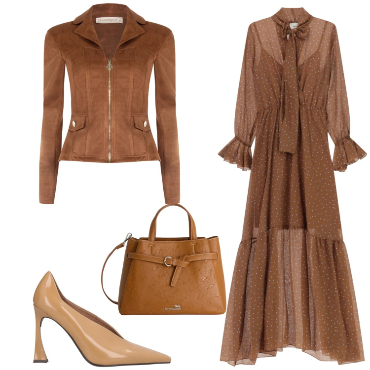 Outfit donna - Total look #2356321. Stile Glamour per Serata fuori. Abbinamento con décolleté, borse a mano, vestiti lunghi, giacche.