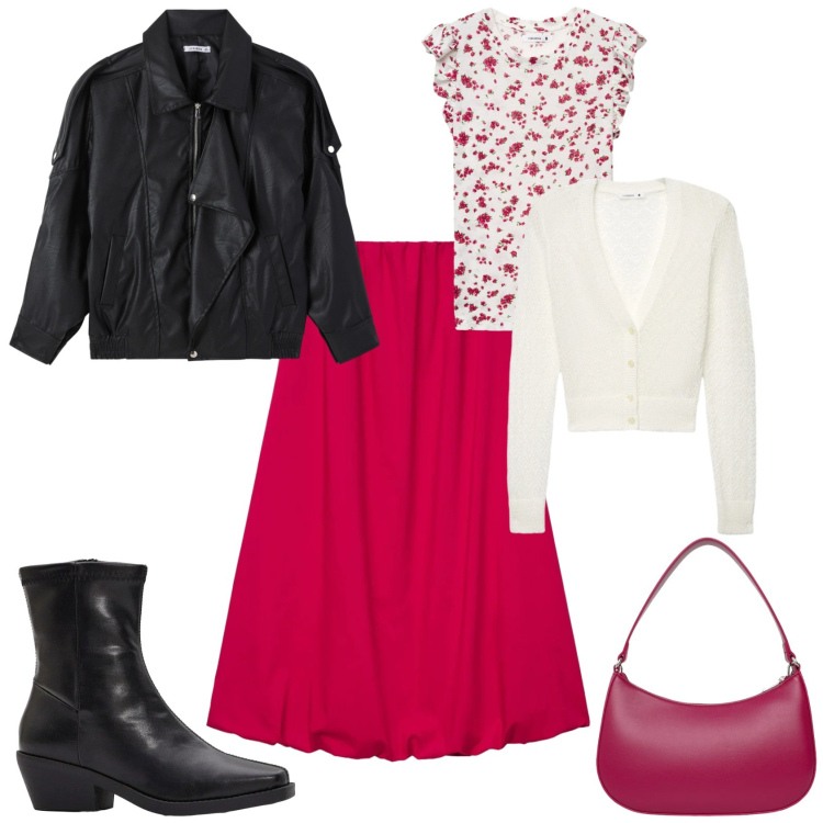 Outfit donna - Tempo libero. Stile Romantica per Tutti i giorni. Abbinamento con stivaletti, giacche, cardigans, borse a tracolla, gonne lunghe, t-shirt.