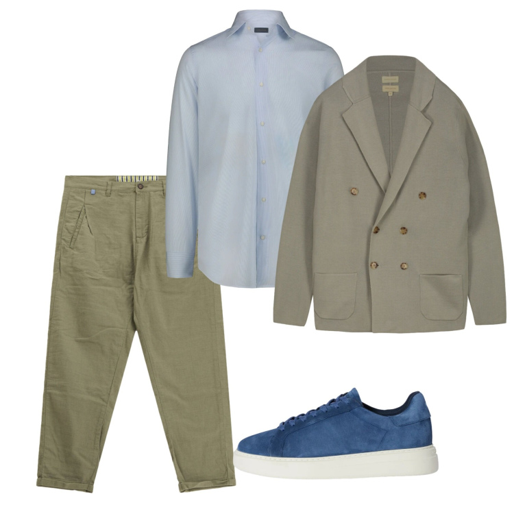 Outfit uomo - Marzo. Stile Casual per Tutti i giorni. Abbinamento con sneakers, pantaloni, camicie, cardigans.