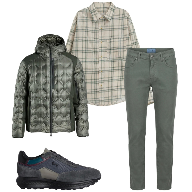 Outfit uomo - Total look #2356342. Stile Casual per Tutti i giorni. Abbinamento con sneakers, pantaloni, camicie, piumini.