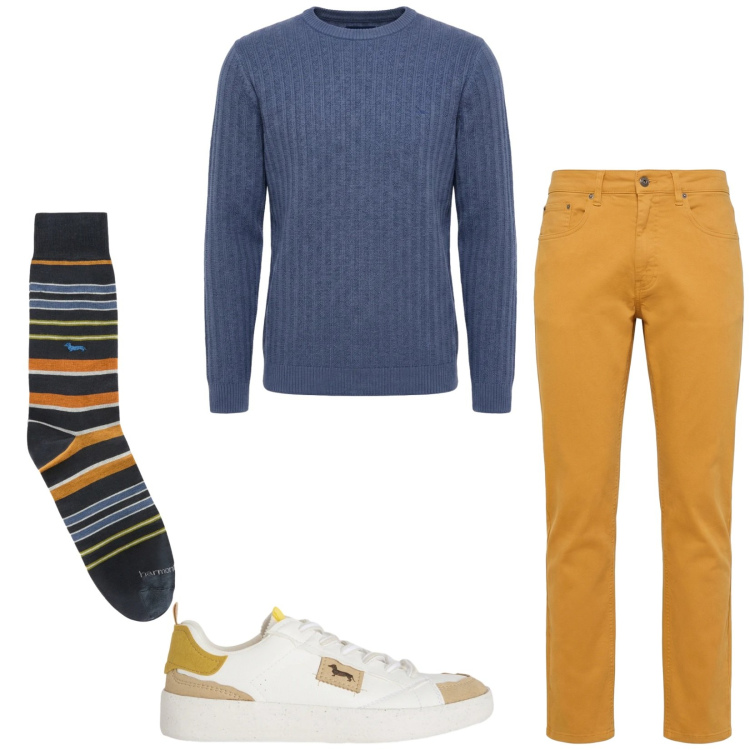 Outfit uomo - Total look #2356346. Stile Trendy per Tutti i giorni. Abbinamento con sneakers, calzini, pantaloni, pullovers.