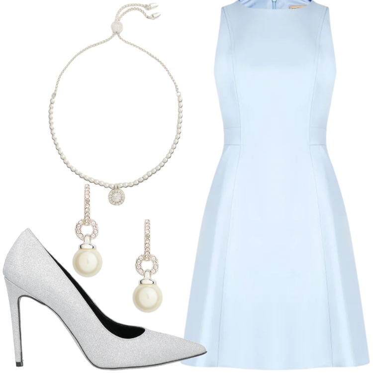 Outfit donna - Total look #2356355. Stile Chic per Cerimonia. Abbinamento con décolleté, vestiti corti, braccialetti, orecchini.