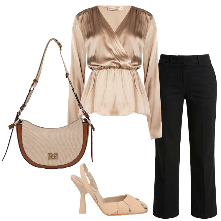 Outfit donna - Total look #2356416. Stile Glamour per Ufficio. Abbinamento con décolleté, pantaloni, borse a tracolla, bluse.