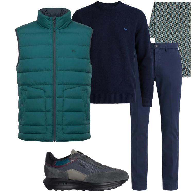 Outfit uomo - Harmont & Blaine. Stile Casual per Tutti i giorni. Abbinamento con sneakers, piumini, pantaloni chino, sciarpe, pullovers.