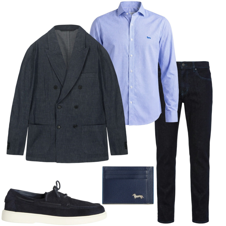 Outfit uomo - Serata con amici. Stile Business/Elegante per Serata speciale. Abbinamento con jeans, scarpe stringate, portafogli, camicie, giacche.