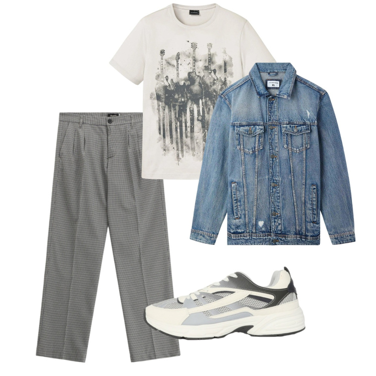 Outfit uomo - Marzo. Stile Casual per Tutti i giorni. Abbinamento con t-shirt, giacche, sneakers, pantaloni.