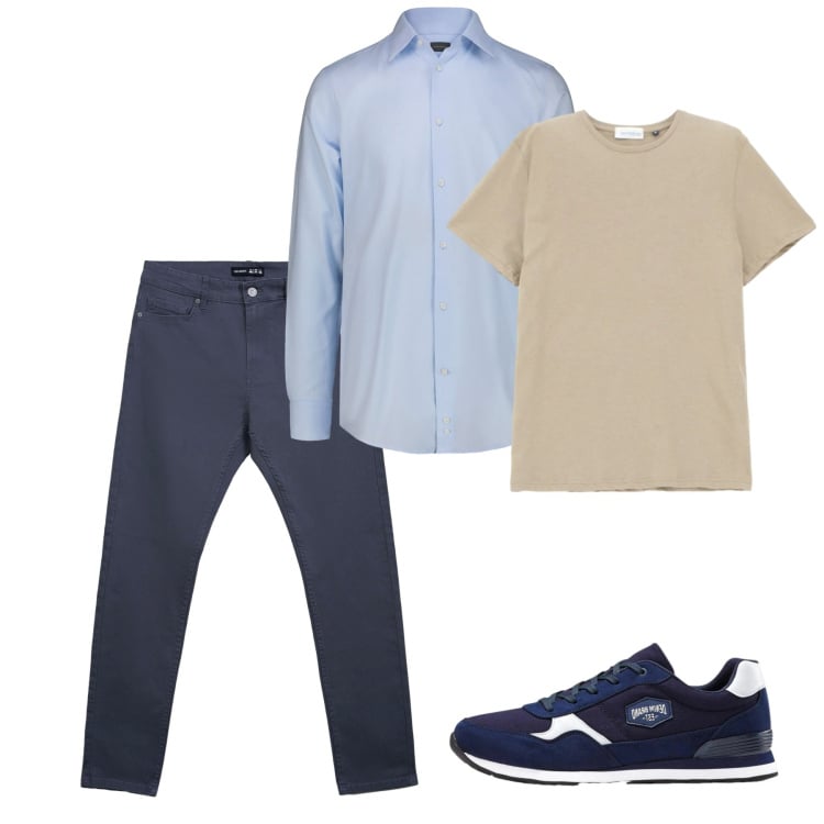 Outfit uomo - Casual mood. Stile Casual per Tutti i giorni. Abbinamento con sneakers, pantaloni skinny, t-shirt, camicie.