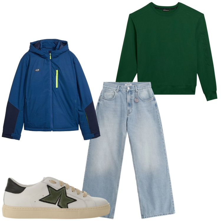 Outfit uomo - Total look #2356639. Stile Trendy per Tutti i giorni. Abbinamento con giacche, jeans, sneakers, felpe.