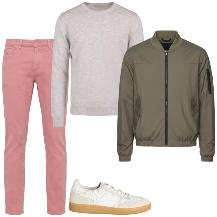 Outfit uomo - Uno stile particolare. Stile Casual per Tutti i giorni. Abbinamento con pullovers, sneakers, pantaloni, bomber.