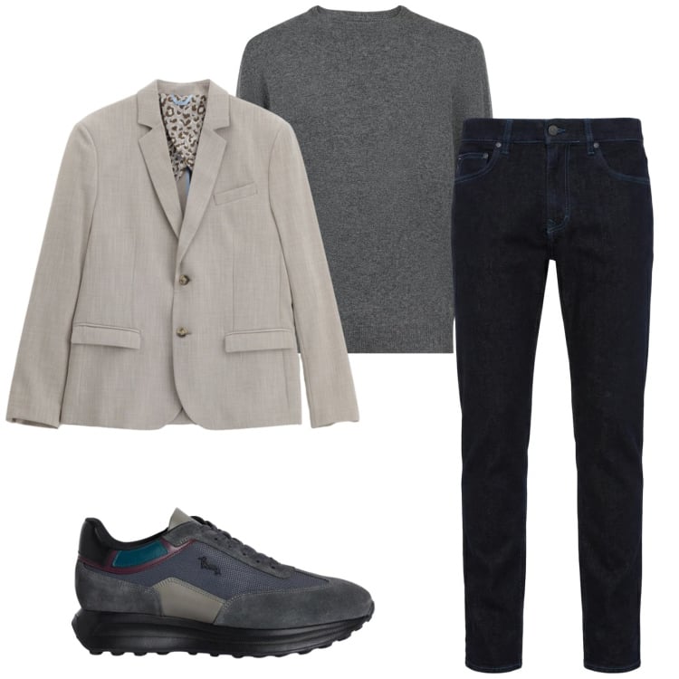 Outfit uomo - Total look #2356650. Stile Trendy per Tutti i giorni. Abbinamento con jeans, sneakers, giacche, maglieria.