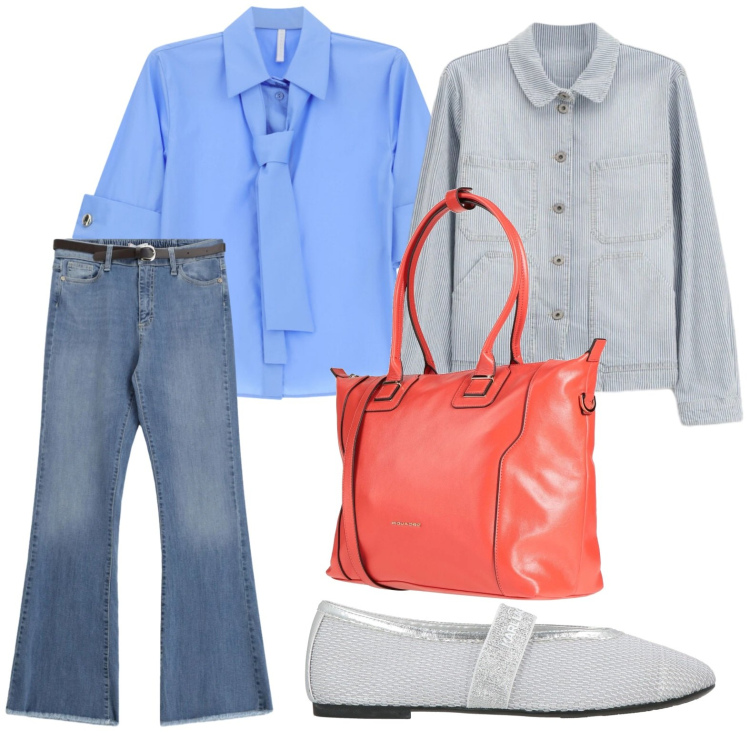 Outfit donna - Maxi bag. Stile Minimal per Ufficio. Abbinamento con zaini, ballerine, camicie a manica corta, jeans, blazer.