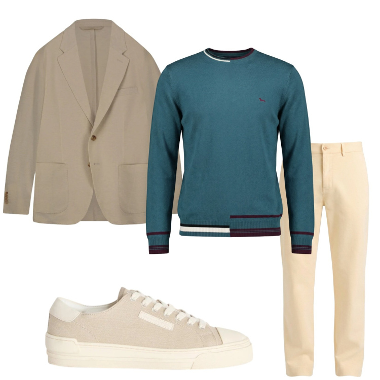 Outfit uomo - Total look #2356676. Stile Casual per Serata speciale. Abbinamento con sneakers, pantaloni chino, pullovers, giacche.