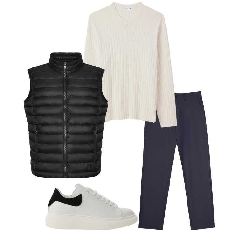 Outfit uomo - Total look #2356681. Stile Casual per Tutti i giorni. Abbinamento con sneakers, maglieria, pantaloni chino, piumini.