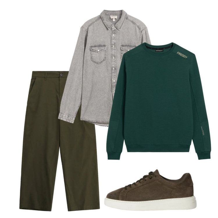 Outfit uomo - Marzo. Stile Casual per Tutti i giorni. Abbinamento con camicie, sneakers, pantaloni, felpe.